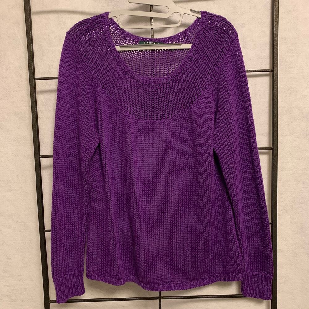 Lauren Ralph Lauren Purple Loose Weave Sweater Women's Size XL‎